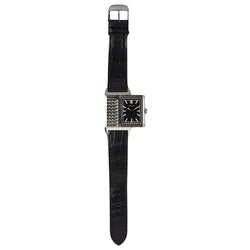 Montre JAEGER - LECOULTRE "Grande Reverso Ultra Thin" en acier et cuir - Castafiore