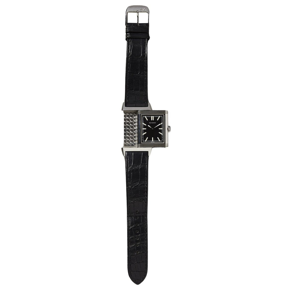 Montre JAEGER - LECOULTRE "Grande Reverso Ultra Thin" en acier et cuir - Castafiore