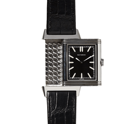 Montre JAEGER - LECOULTRE "Grande Reverso Ultra Thin" en acier et cuir - Castafiore