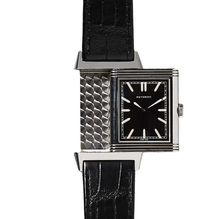 Montre JAEGER - LECOULTRE "Grande Reverso Ultra Thin" en acier et cuir - Castafiore