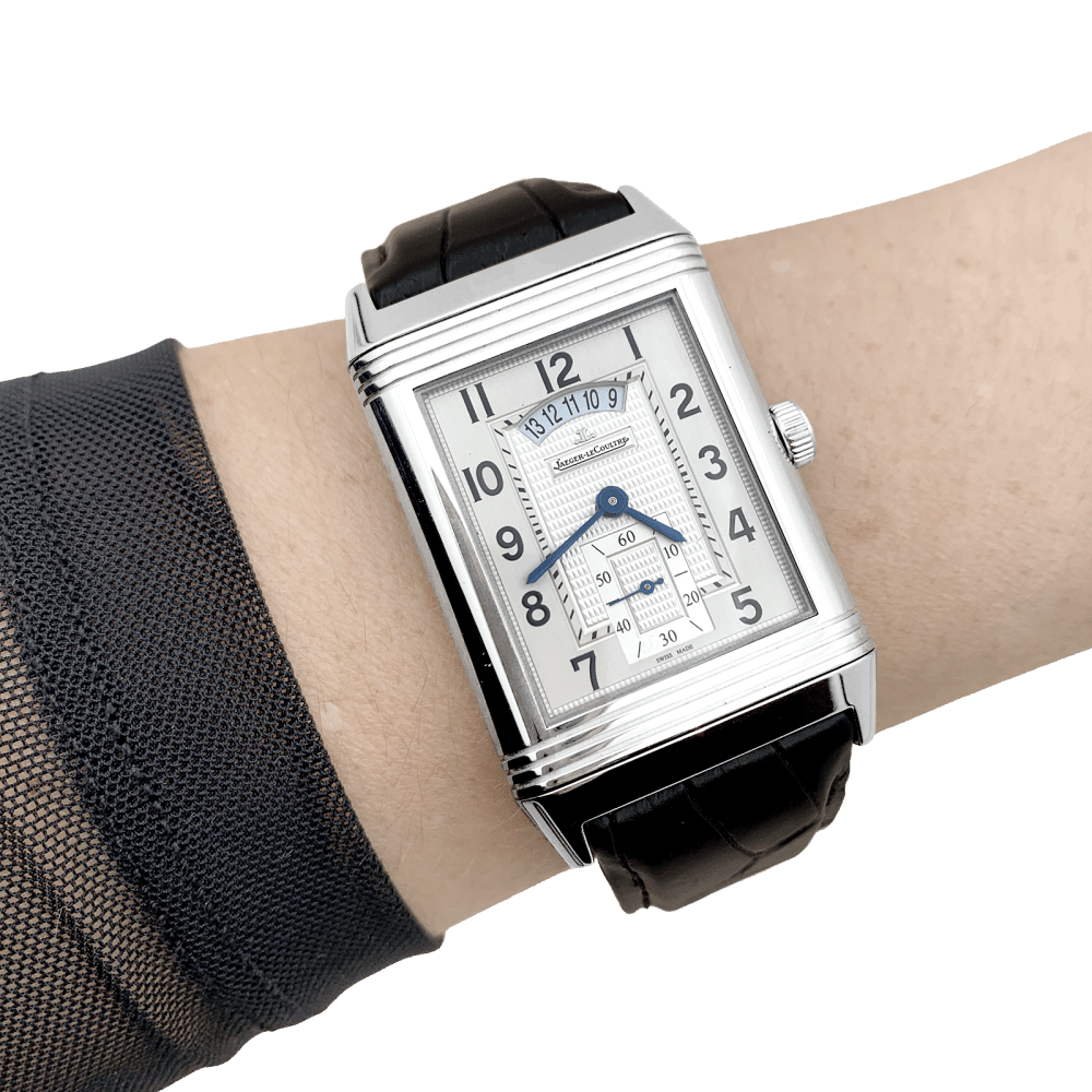 Watch Jaeger-Lecoultre , "Grande Reverso 986 Duodate", steel, leather.
