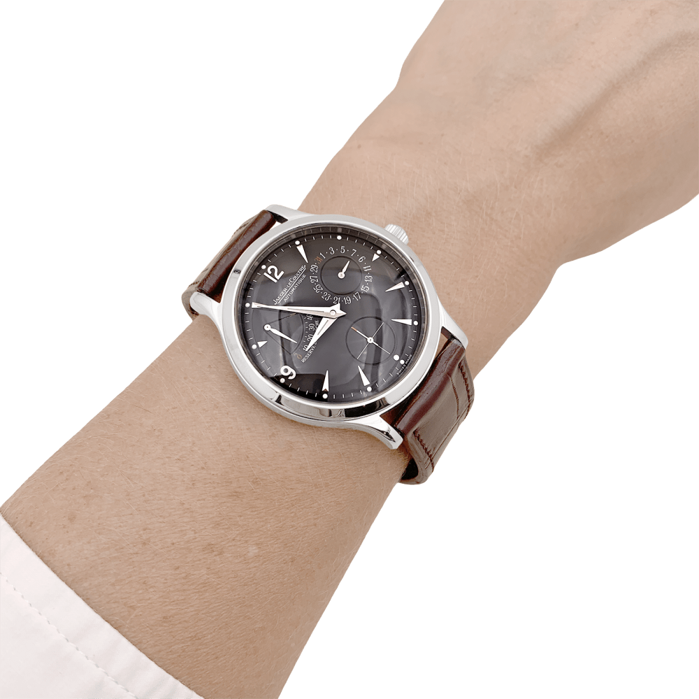 Montre JAEGER - LECOULTRE "Master Control 1000 Hours" en acier et cuir - Castafiore