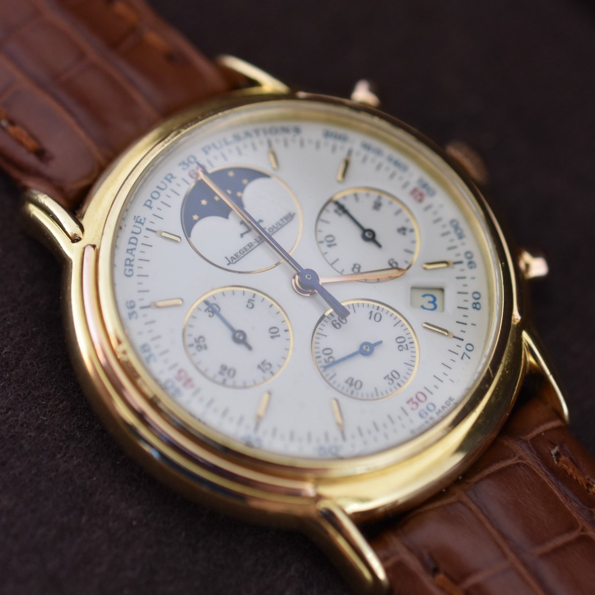 Montre JAEGER-LECOULTRE "Odysseus" en or jaune, or rose et cuir - Castafiore