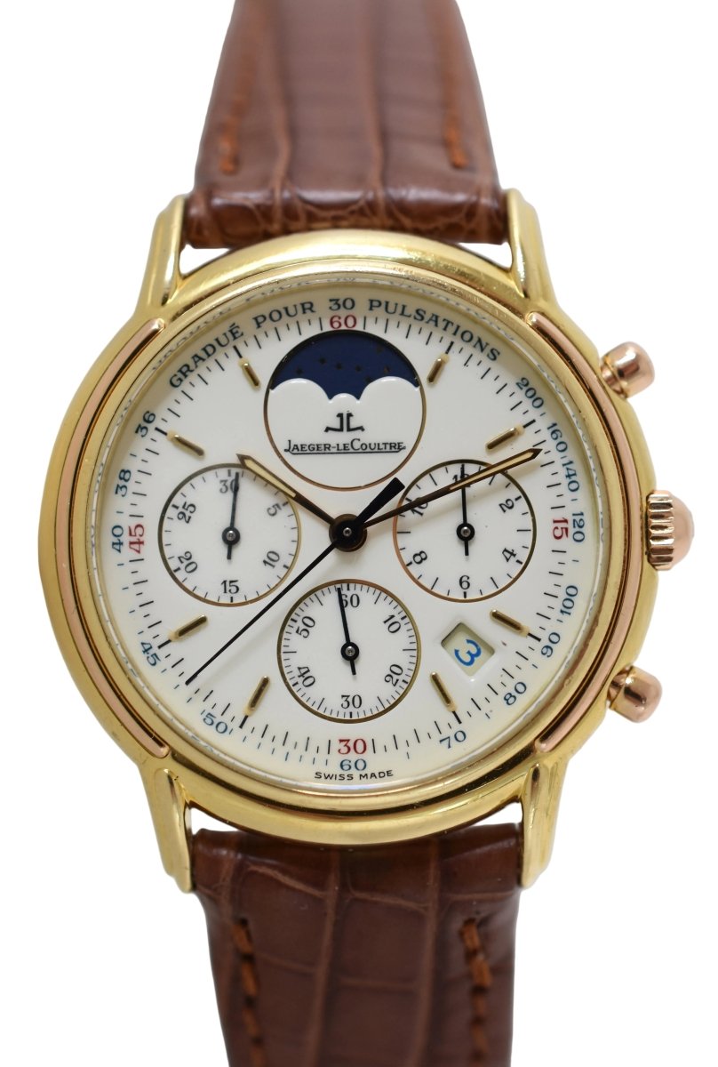 Montre JAEGER-LECOULTRE "Odysseus" en or jaune, or rose et cuir - Castafiore