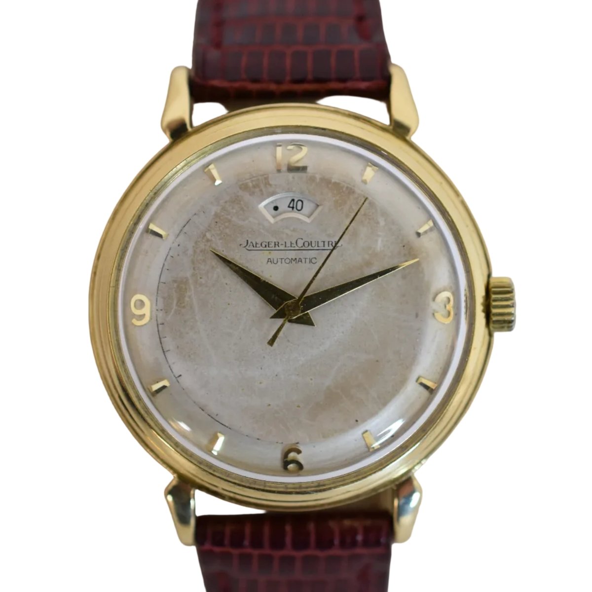 Montre JAEGER - LECOULTRE "Power Reserve" en or jaune et cuir - Castafiore