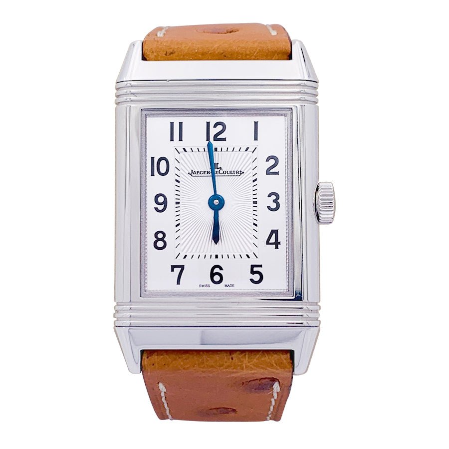 Montre JAEGER LECOULTRE, "Reverso Classic", acier, cuir. - Castafiore