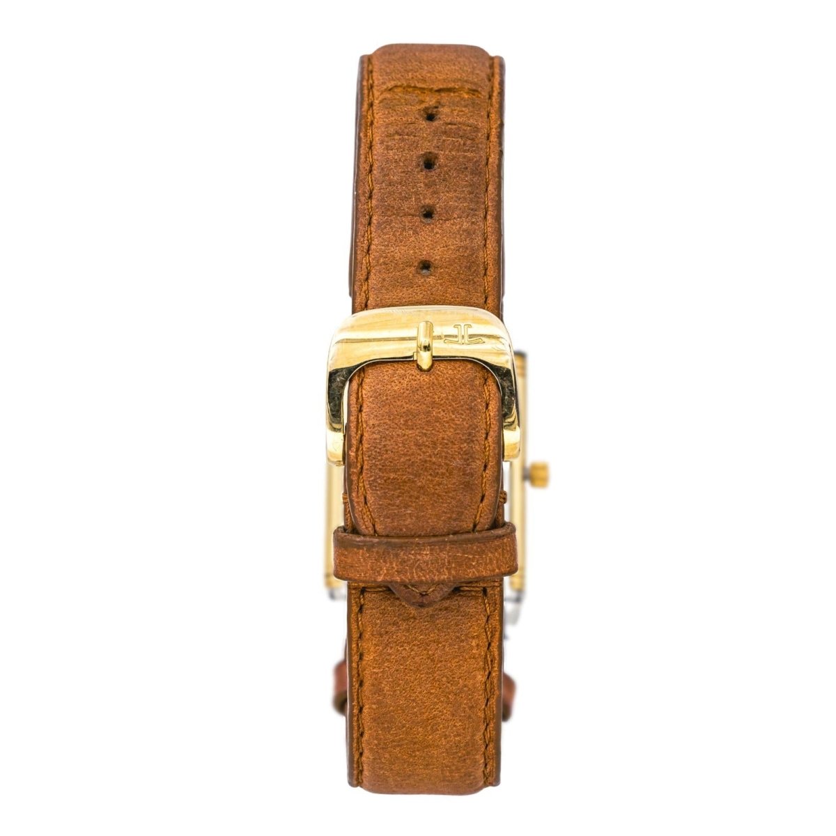 Montre JAEGER - LECOULTRE "Reverso Classique" en or jaune, argent, cuir et acier - Castafiore