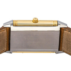 Montre JAEGER - LECOULTRE "Reverso Classique" en or jaune, argent, cuir et acier - Castafiore