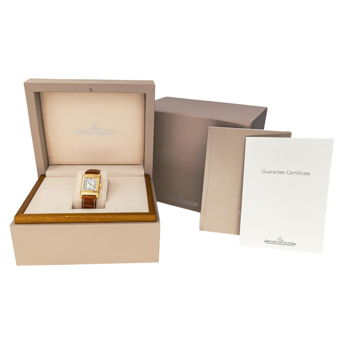 Montre JAEGER - LECOULTRE "Reverso Classique" en or jaune, argent et cuir - Castafiore