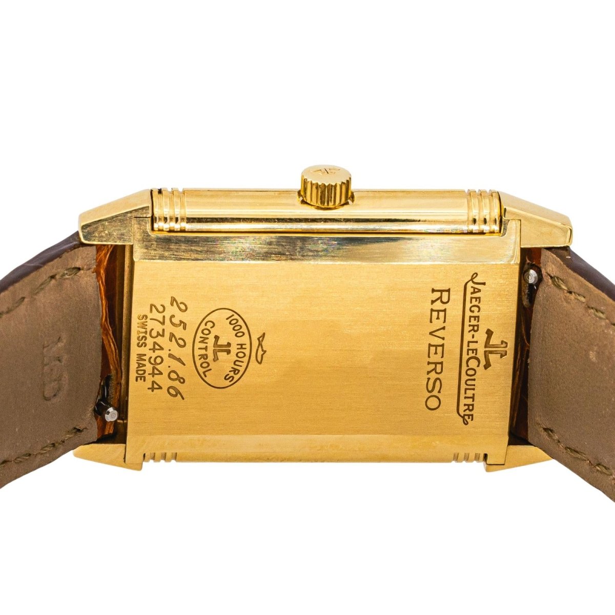 Montre JAEGER - LECOULTRE "Reverso Classique" en or jaune, argent et cuir - Castafiore