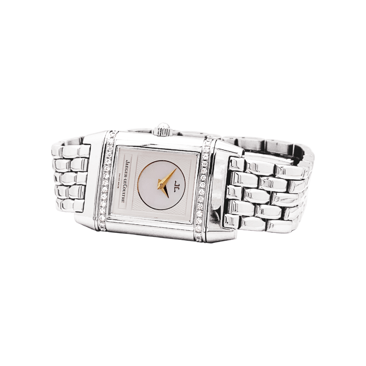 Montre JAEGER LECOULTRE "Reverso Duetto" PM en acier et diamants - Castafiore