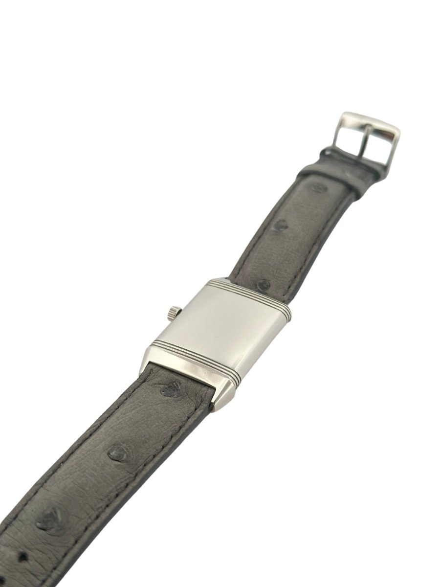 JAEGER-LECOULTRE “Reverso” watch in steel and ostrich leather