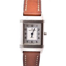 Montre JAEGER - LECOULTRE "Reverso" en acier, cuir, saphir et quartz - Castafiore