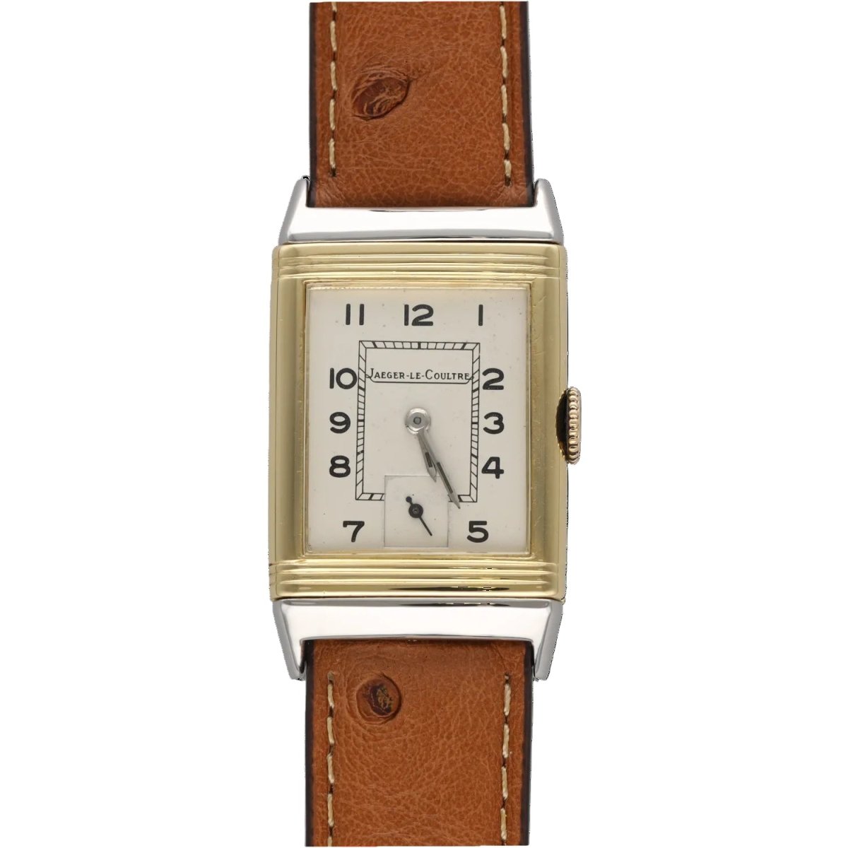 Montre JAEGER-LECOULTRE "Reverso" en or jaune, acier et cuir - Castafiore