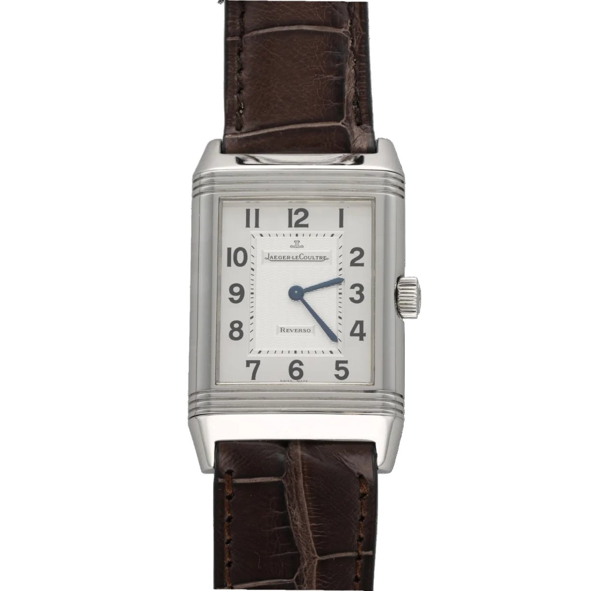 Montre JAEGER-LECOULTRE "Reverso" GM en acier et cuir - Castafiore