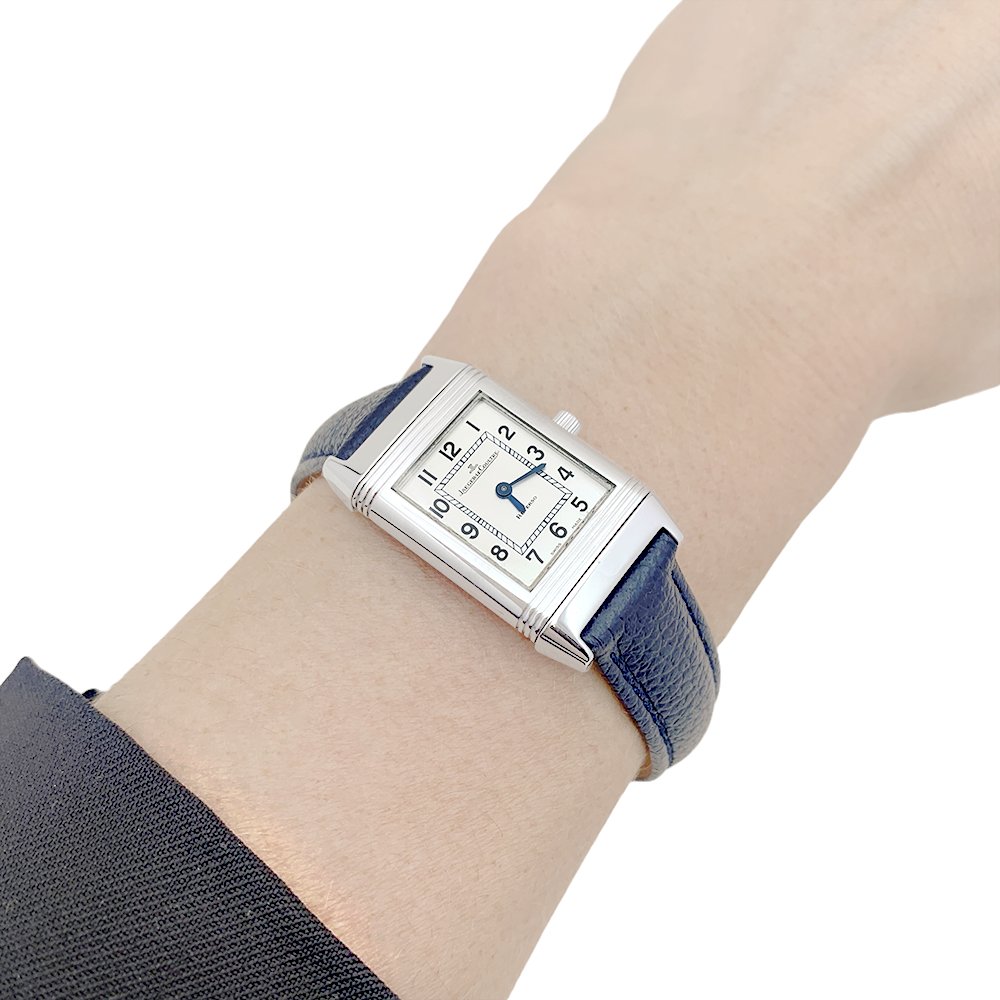 Montre JAEGER LECOULTRE "Reverso Lady Classique" en acier et cuir - Castafiore