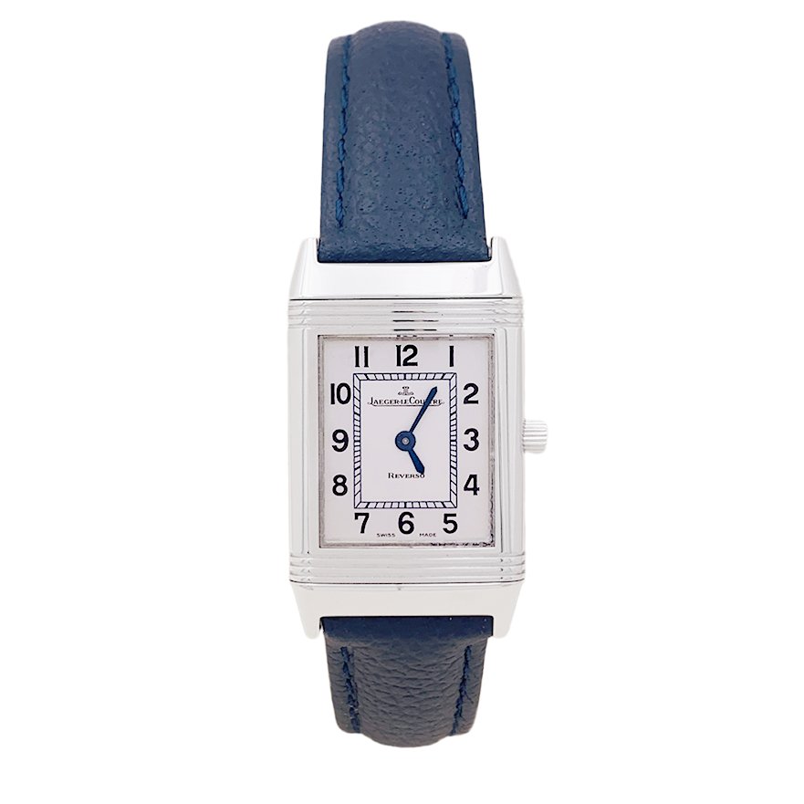 Montre JAEGER LECOULTRE "Reverso Lady Classique" en acier et cuir - Castafiore