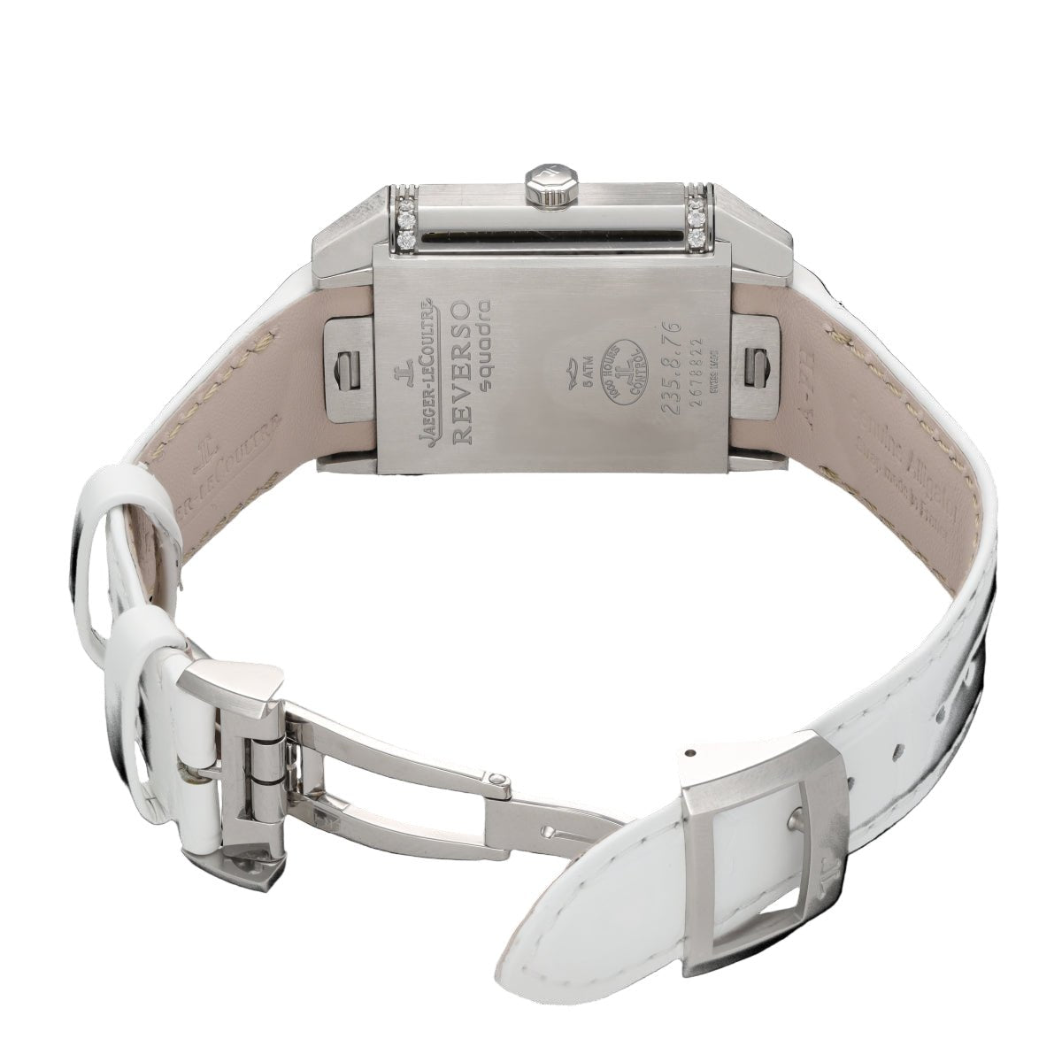 Montre JAEGER - LECOULTRE "Reverso Squadra Duo" en acier et diamants - Castafiore