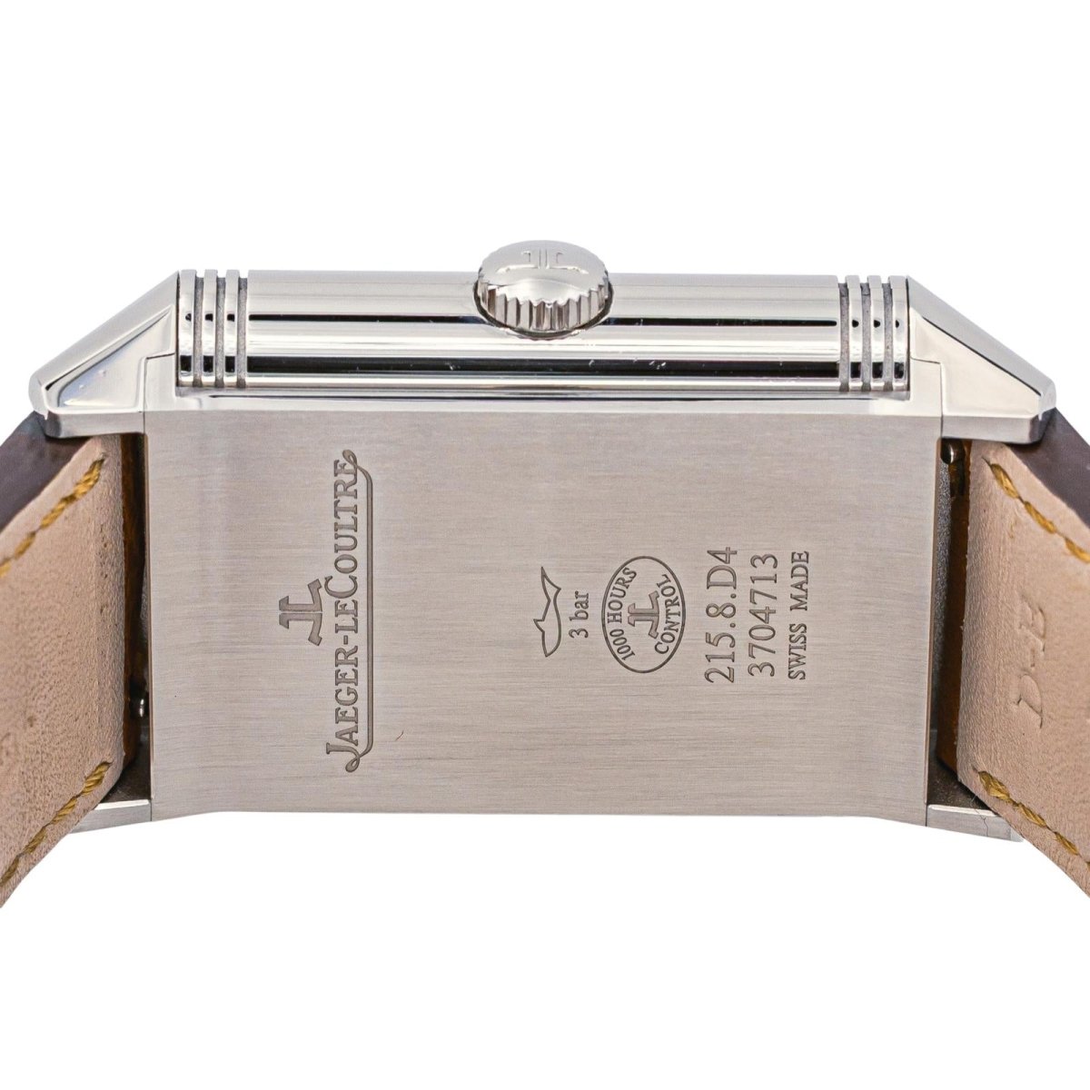 Montre JAEGER - LECOULTRE "Reverso Tribute Duoface" en acier, argent et cuir - Castafiore