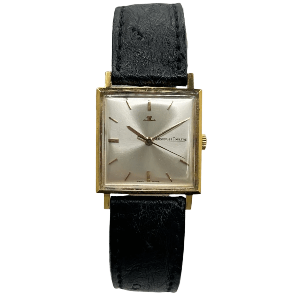 Montre JAEGER-LECOULTRE "Vintage Carrée" plaqué or, argent, acier et cuir - Castafiore