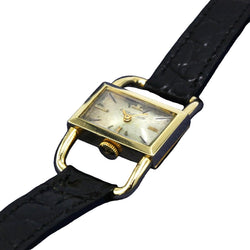 Montre JAEGER LECOULTRE X HERMÈS "Étrier" en or jaune et cuir - Castafiore