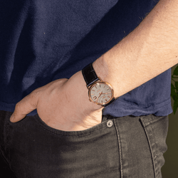 Montre LONGINES "Admiral" en or jaune, argent et cuir - Castafiore