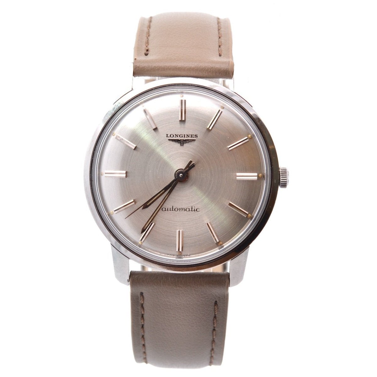 Montre LONGINES "Cal.340" en acier et cuir - Castafiore