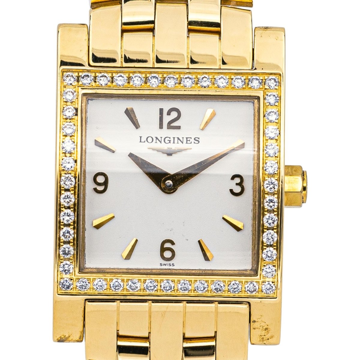 Montre LONGINES "Dolce Vita Square" en or jaune, quartz et diamants - Castafiore