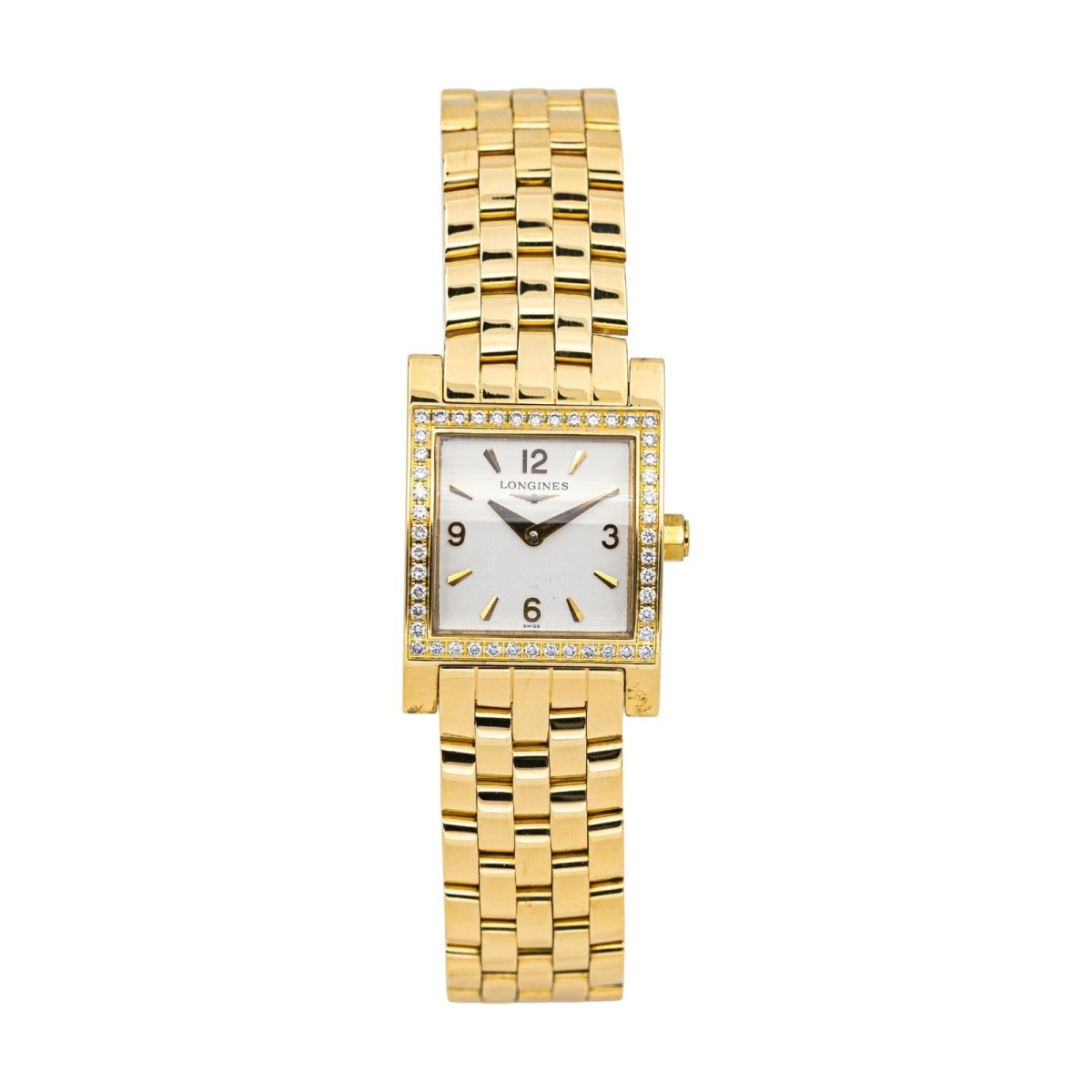 Montre LONGINES "Dolce Vita Square" en or jaune, quartz et diamants - Castafiore