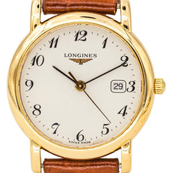 Montre LONGINES en or jaune, cuir et quartz - Castafiore