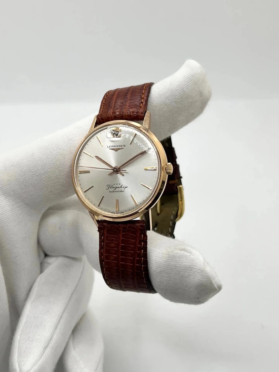 Montre LONGINES "Flagship" en or rose, acier et cuir - Castafiore