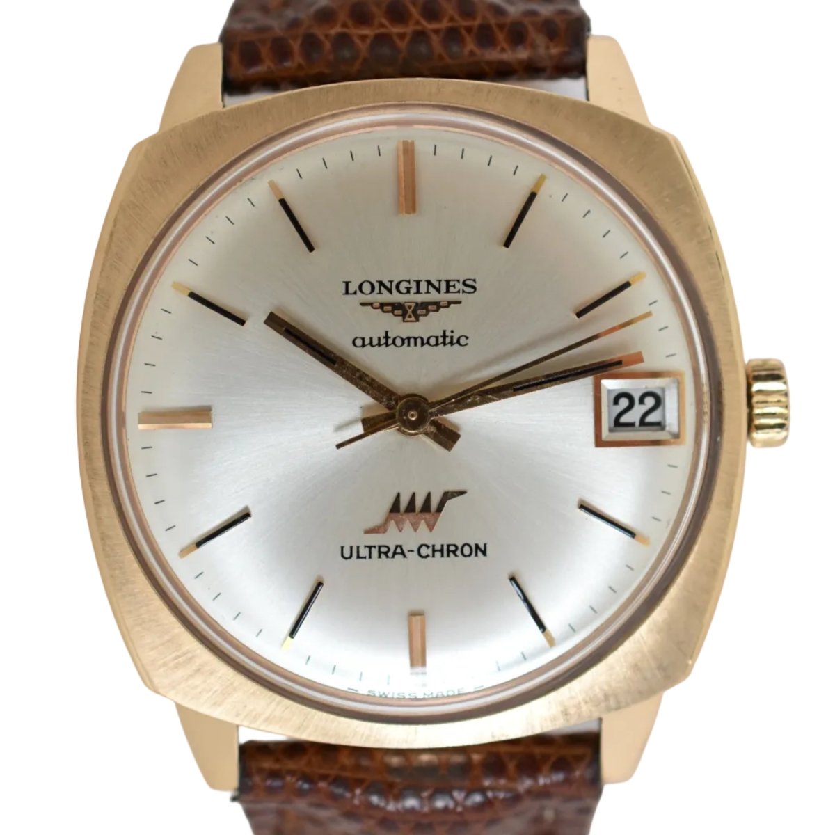 Montre LONGINES "Ultra Chron" en or jaune, argent et cuir - Castafiore