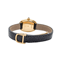 Montre Mécanique CARTIER "Baignoire" en or jaune, cuir et saphir - Castafiore