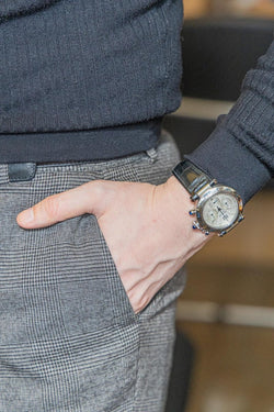 Montre Mécanique CARTIER "Pasha 2113" en acier et cuir - Castafiore