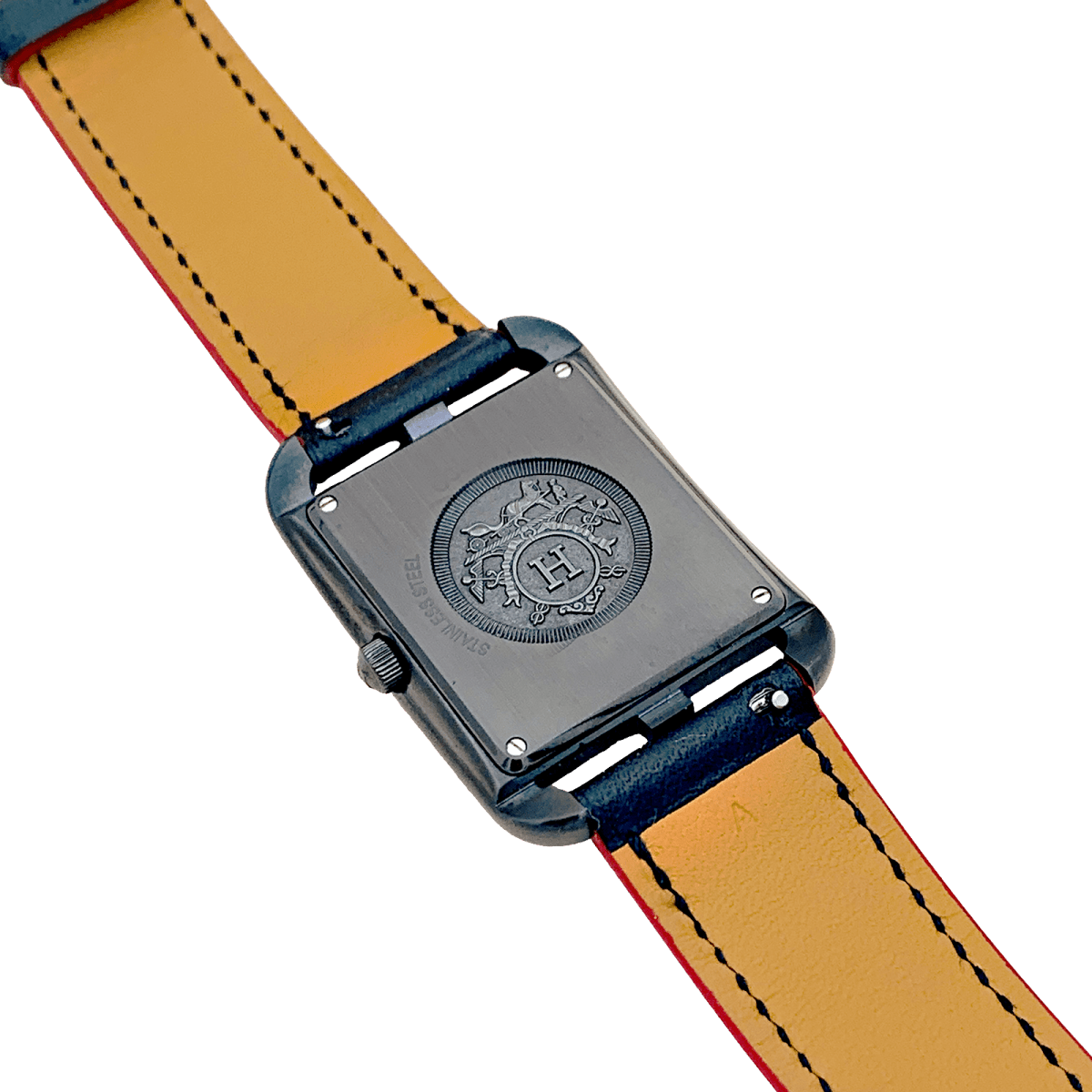 Montre Mixte Hermès, "Cape Cod Shadow en acier noirci et cuir. - Castafiore