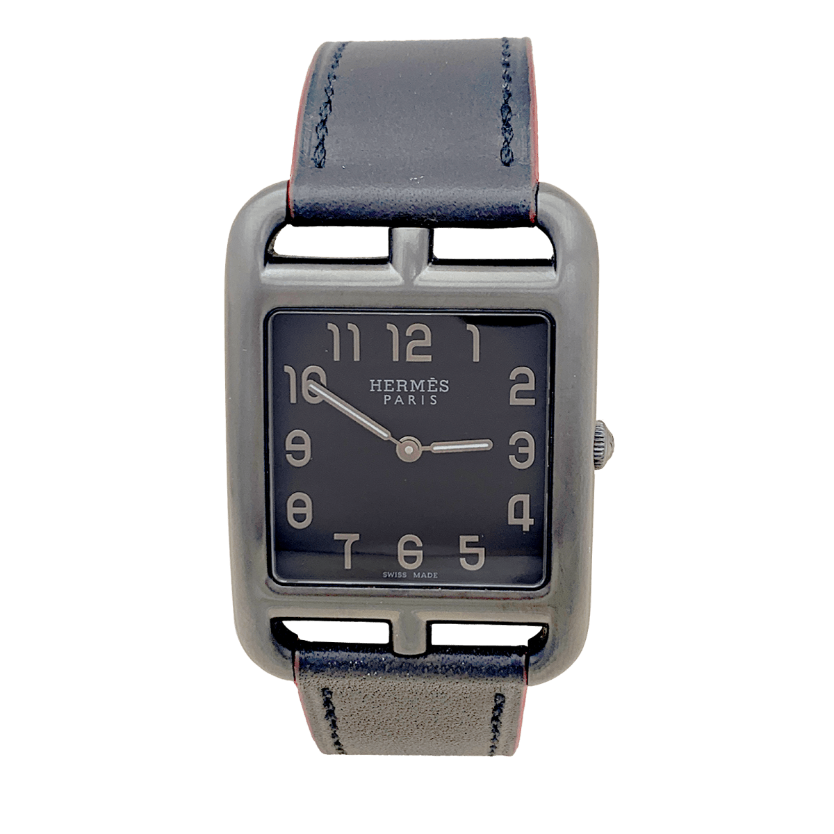 Montre Mixte Hermès, "Cape Cod Shadow en acier noirci et cuir. - Castafiore
