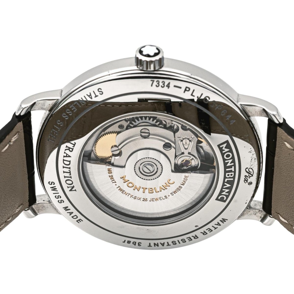 Montre MONTBLANC "Tradition" en acier et cuir - Castafiore
