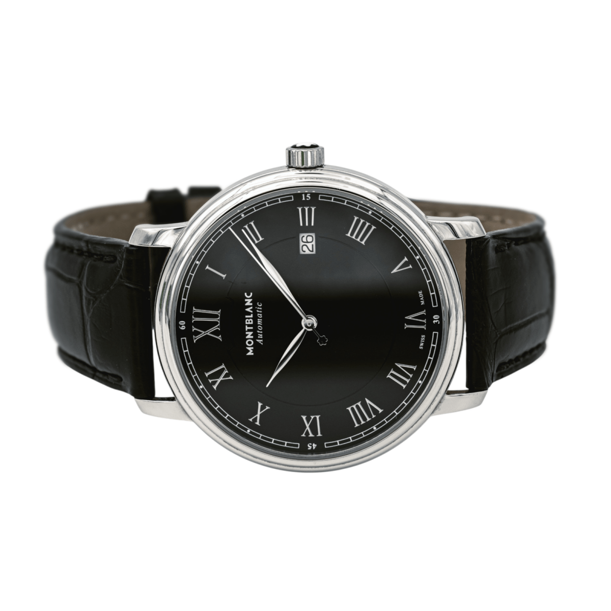 Montre MONTBLANC "Tradition" en acier et cuir - Castafiore