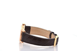 Montre MOVADO "Triple Calendar" en or jaune, plexi et cuir - Castafiore