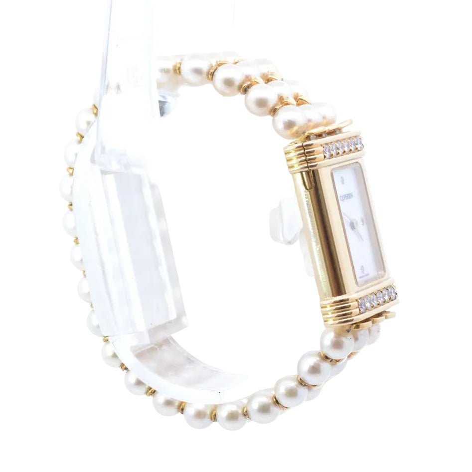 Montre O.J. PERRIN en or jaune, perles et diamants - Castafiore