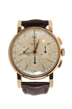 Montre OMEGA "Calibre 321 Tri - Compax" en or rose et cuir - Castafiore