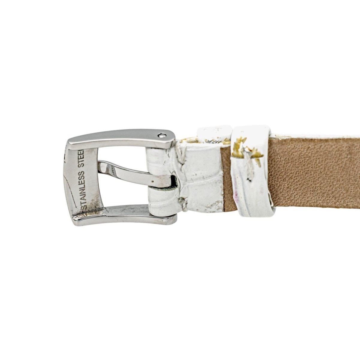 Montre OMEGA en or blanc, acier, cuir et diamant - Castafiore