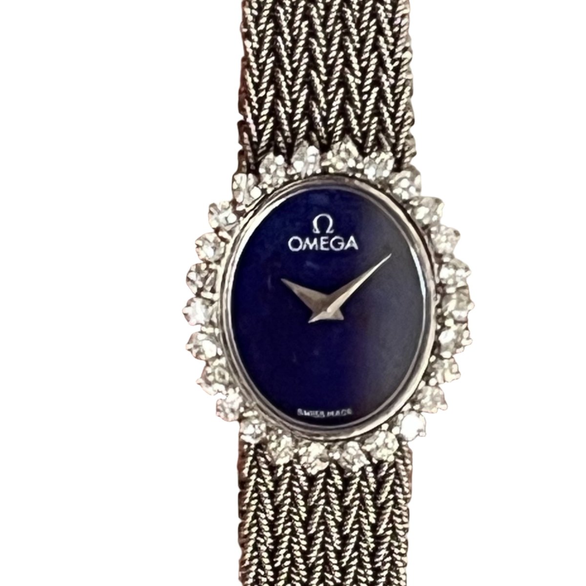 Montre OMEGA en or blanc, lapis - lazuli et diamants - Castafiore