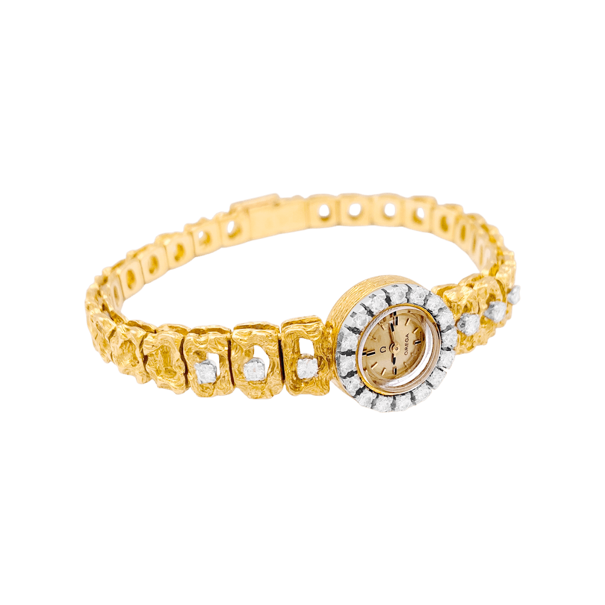 Montre OMEGA en or jaune, or blanc et diamants - Castafiore