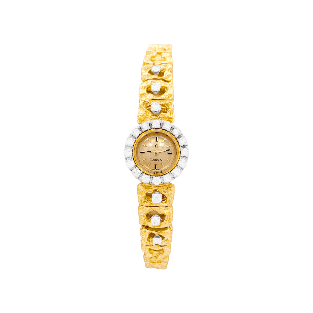 Montre OMEGA en or jaune, or blanc et diamants - Castafiore