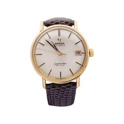 Montre OMEGA "Seamaster De Ville" en or rose, argent et cuir. - Castafiore
