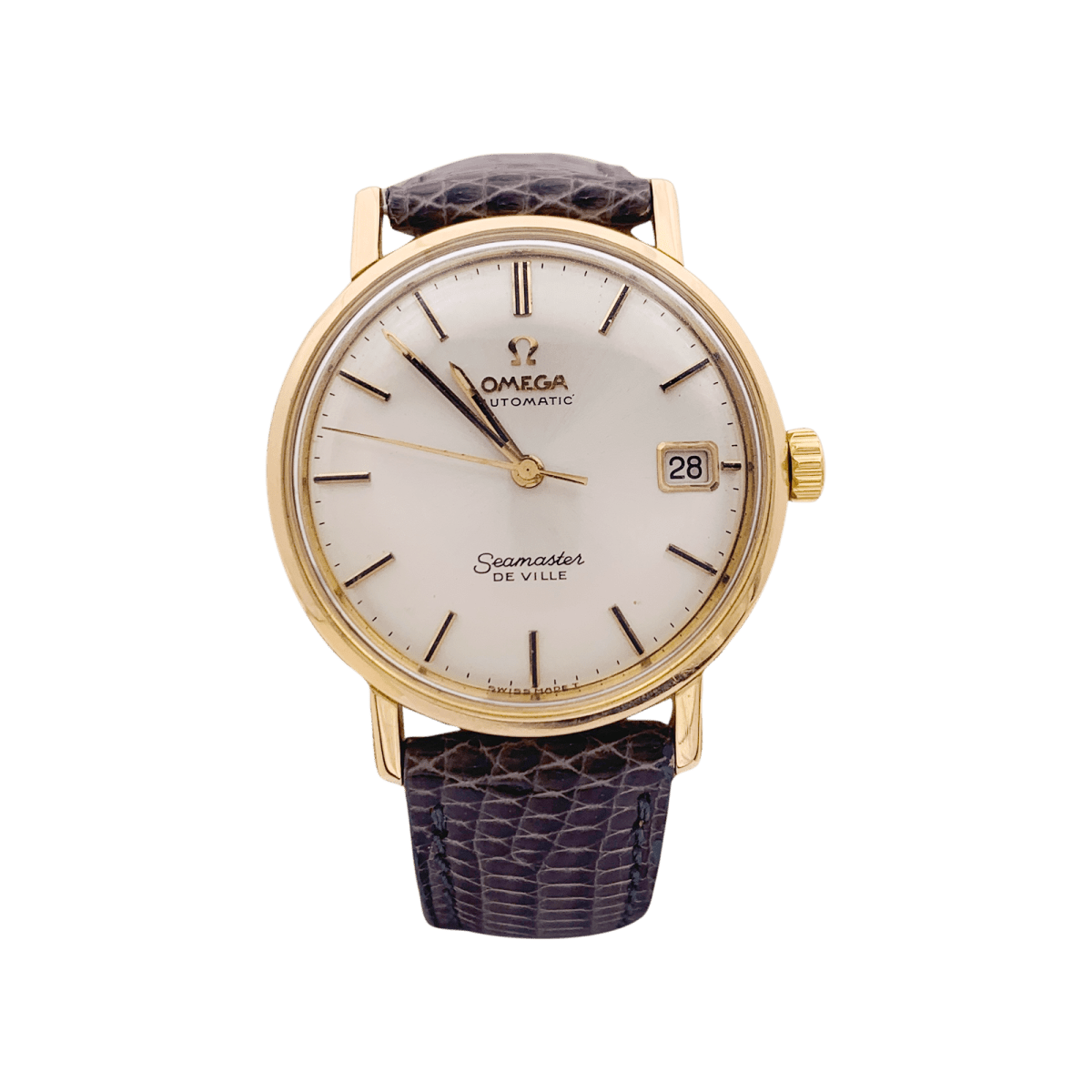 Montre OMEGA "Seamaster De Ville" en or rose, argent et cuir. - Castafiore