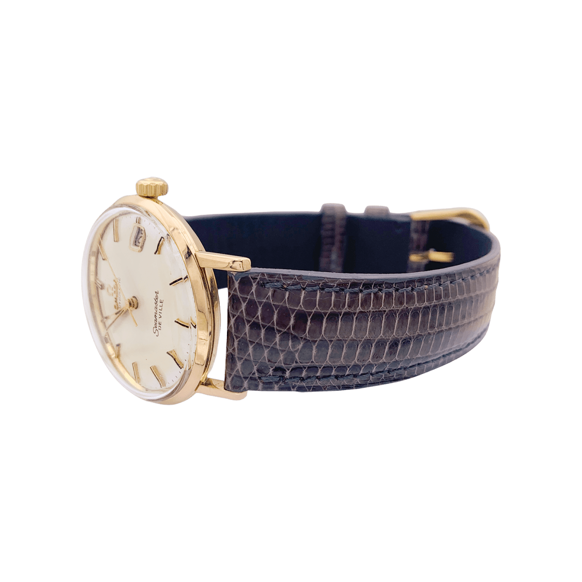 Montre OMEGA "Seamaster De Ville" en or rose, argent et cuir. - Castafiore