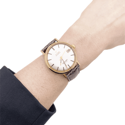 Montre OMEGA "Seamaster De Ville" en or rose, argent et cuir. - Castafiore