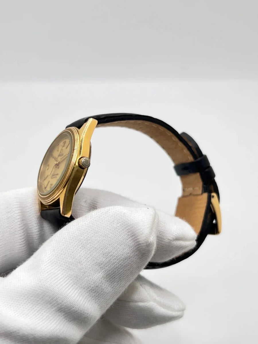 Montre OMEGA "Seamaster" plaqué or, acier et cuir - Castafiore